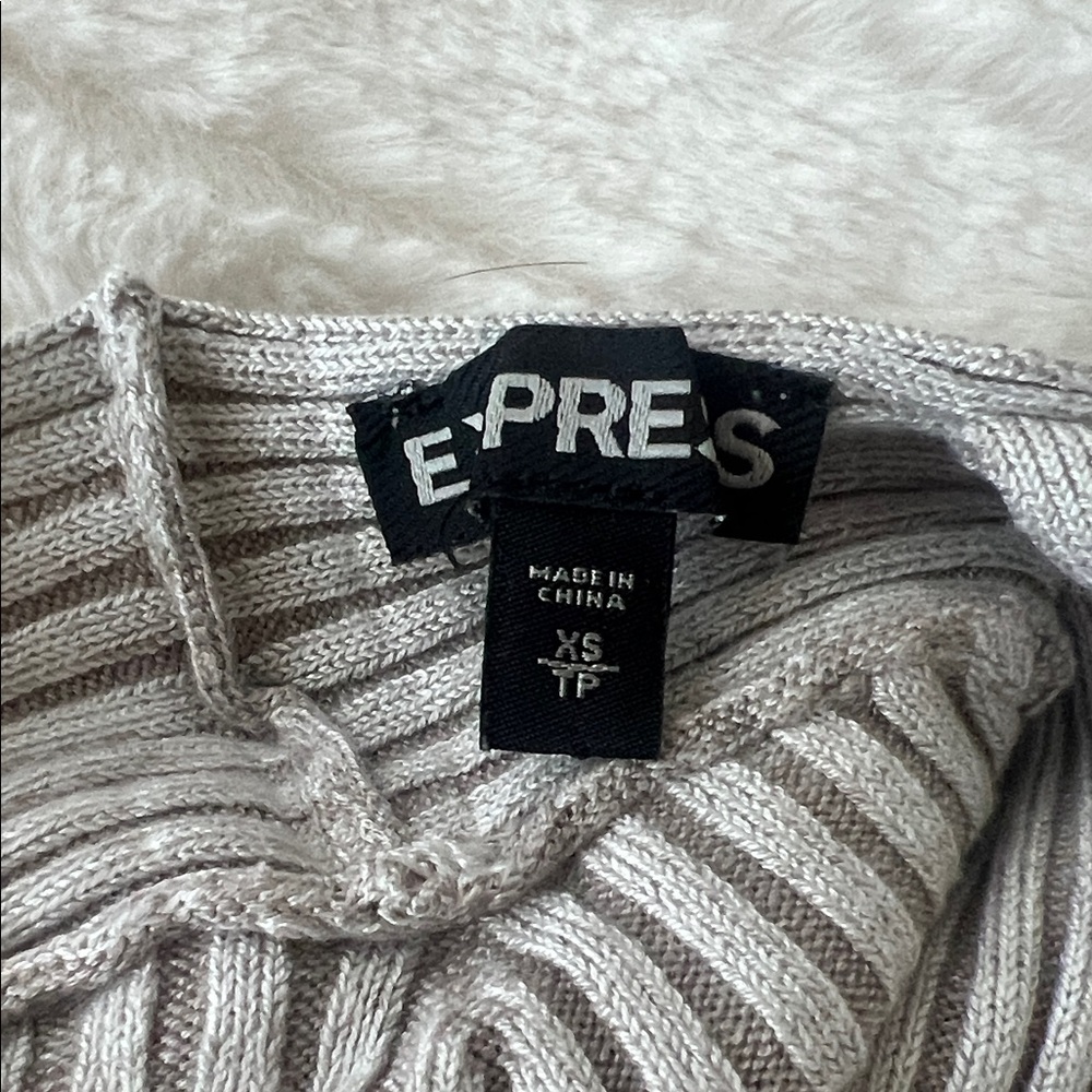 Express Beige Ribbed Knit Top - Picture 2 of 4